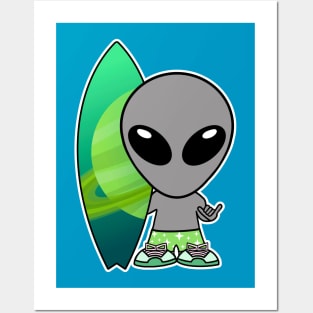 Surfboard Alien Posters and Art